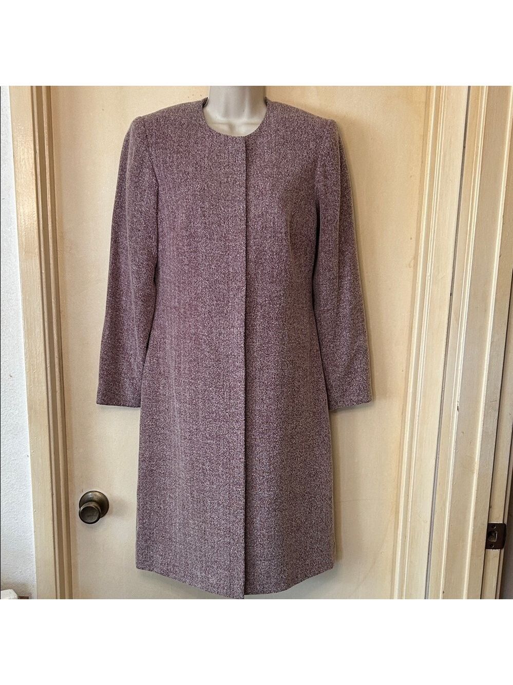 Susan Lucci  Long Sleeve Purple Tweed Overcoat size S